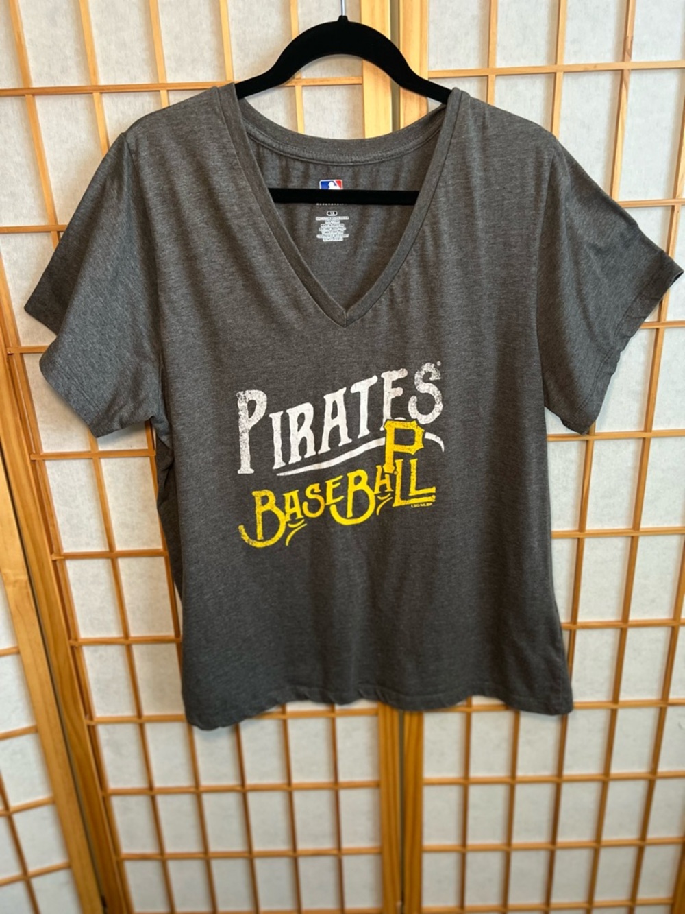 Pittsburgh Pirates MLB Women’s 1X Gray V-Neck Graphic Tee Baseball Shirt - Picture 3 of 6